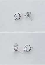 Load image into Gallery viewer, pendientes de plata de ley 100% y Circonia cúbica para mujer, aretes pequeños, plata esterlina 925
