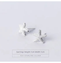 Load image into Gallery viewer, pendientes de plata de ley 925 con forma de estrella de mar para mujer