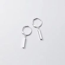 Load image into Gallery viewer, pendientes de aro de Plata de Ley 925 auténtica para mujer, aretes geométricos de palo rectangular