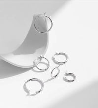 Load image into Gallery viewer, pendientes de aro de Plata de Ley 925 para mujer