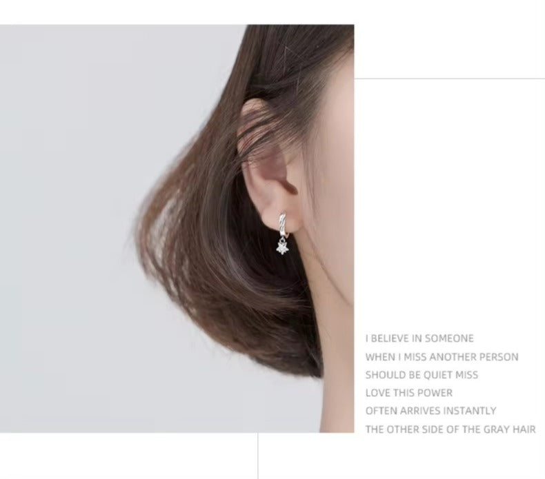 pendientes de aro de Plata de Ley 925 para mujer, joyería fina con estrellas encantadoras