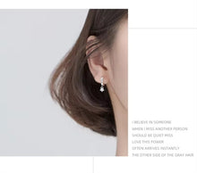 Load image into Gallery viewer, pendientes de aro de Plata de Ley 925 para mujer, joyería fina con estrellas encantadoras