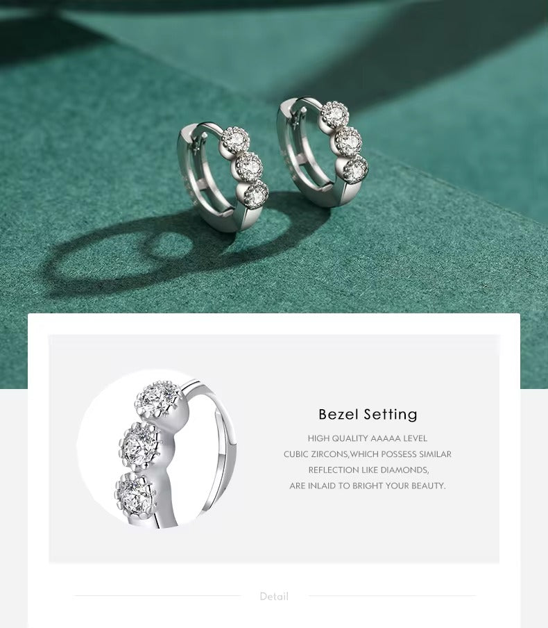 pendientes de plata de primera ley y Circonia cúbica para mujer