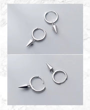 Load image into Gallery viewer, pendientes de aro cónico para mujer, de plata de ley 2021 auténtica, aretes geométricos de 3 colores