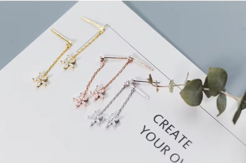 pendientes de gota de 3 colores para mujer, de Plata de Ley 925, brillante, transparente