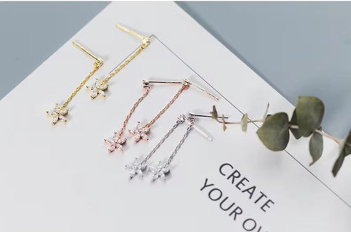 pendientes de gota de 3 colores para mujer, de Plata de Ley 925, brillante, transparente