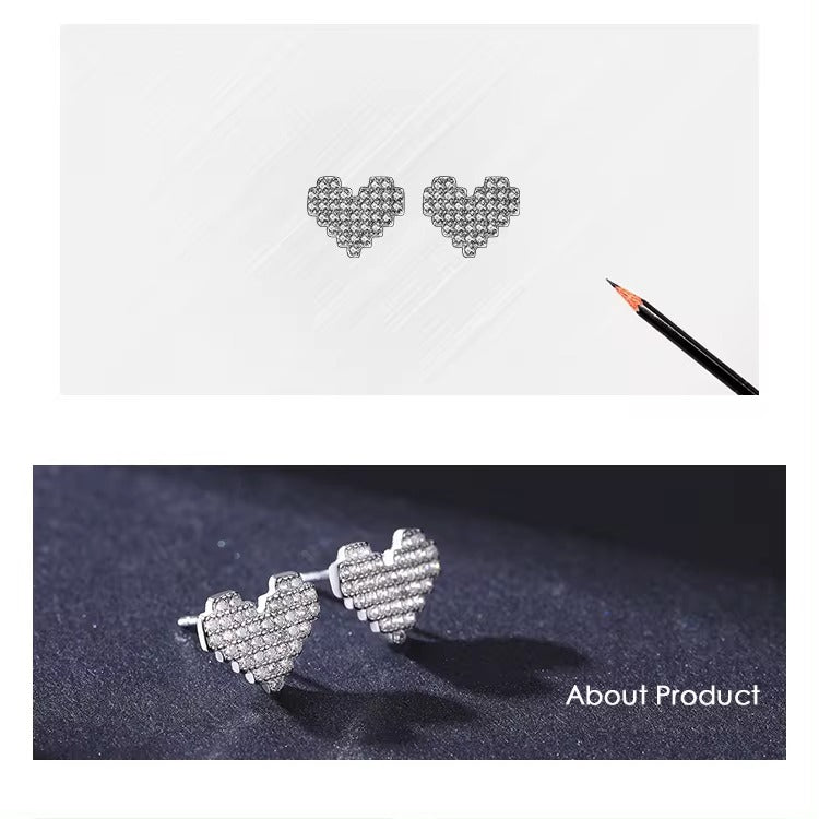 pendientes de plata de ley 925 con forma de corazón