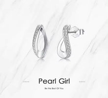 Cargar imagen en el visor de la galería, pendientes geométricos de Plata de Ley 925 auténtica para mujer