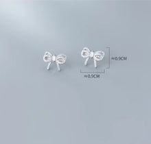 Load image into Gallery viewer, pendientes de plata de ley 925 con forma de lazo para mujer, aretes pequeños