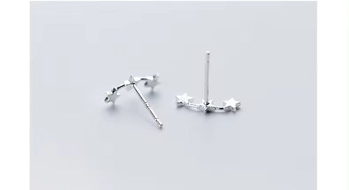 pendientes de plata de ley 925 con estrellas esmeriladas para mujer