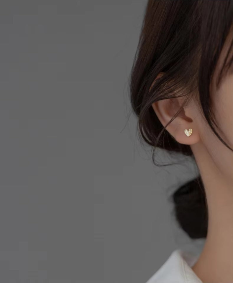 pendientes de plata de ley 925 con forma de corazón Irregular para mujer