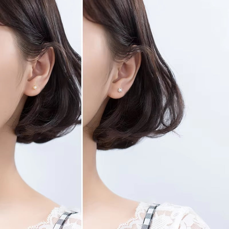 pendientes pequeños de Plata de Ley 925 con perlas naturales para mujer