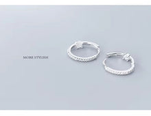 Load image into Gallery viewer, pendientes de aro de Plata de Ley 925 auténtica para mujer