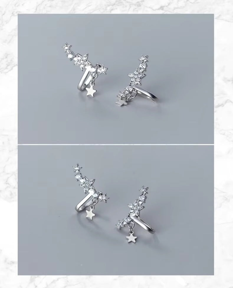 pendientes de plata esterlina 925 auténtica para mujer, aretes de circonita parpadeante con Clips