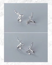 Load image into Gallery viewer, pendientes de plata esterlina 925 auténtica para mujer, aretes de circonita parpadeante con Clips