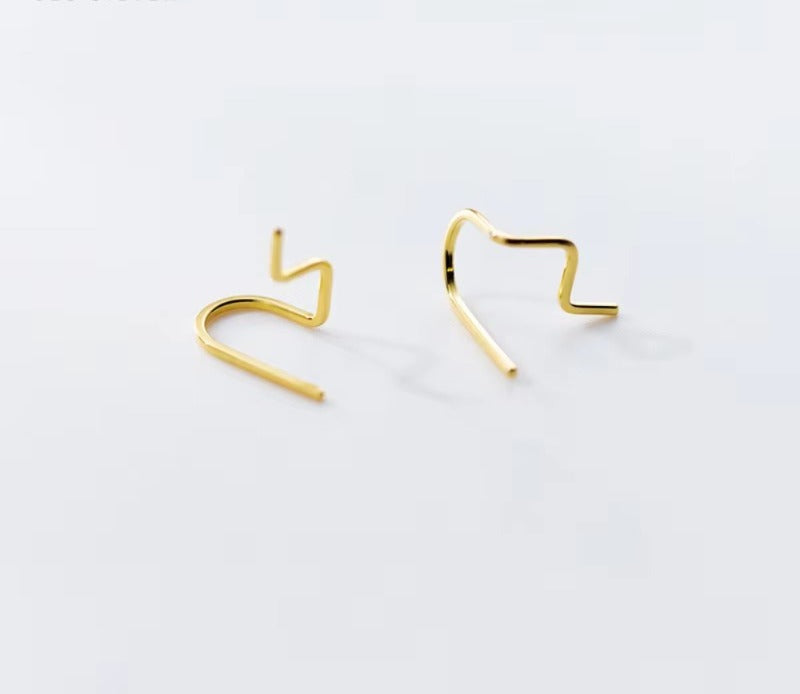 pendientes de plata de ley 925 con diseño de líneas geométricas para mujer, joyería fina, Simple