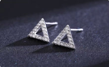 Cargar imagen en el visor de la galería, pendientes de tuerca triangulares simples para mujer, Plata de Ley 2021 925 auténtica, brillante