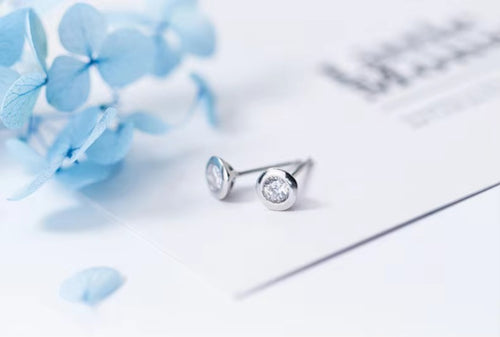 pendientes de plata de ley 925 con circonita AAA para mujer, aretes redondos sencillos