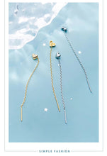 Load image into Gallery viewer, pendientes de cadena larga para mujer, de Color dorado, de Plata de Ley 925 pura