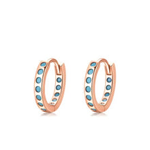 Load image into Gallery viewer, pendientes de aro de Plata de Ley 925 pura para mujer, aretes elegantes de turquesa Natural