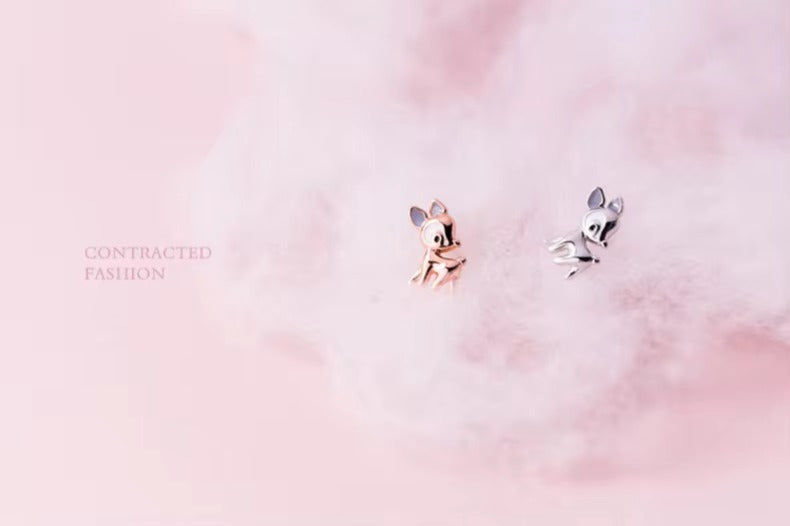 pendientes de tuerca de ciervo para mujer, de plata de ley 100% 925