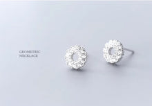 Load image into Gallery viewer, pendientes de plata de ley 925 con circonita radiante para mujer, joyería fina con forma de círculo