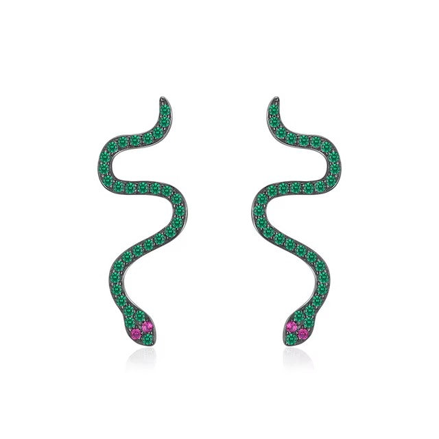 pendientes de serpiente negra para mujer