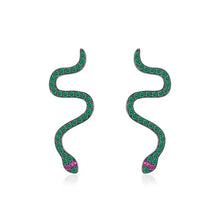 Cargar imagen en el visor de la galería, pendientes de serpiente negra para mujer