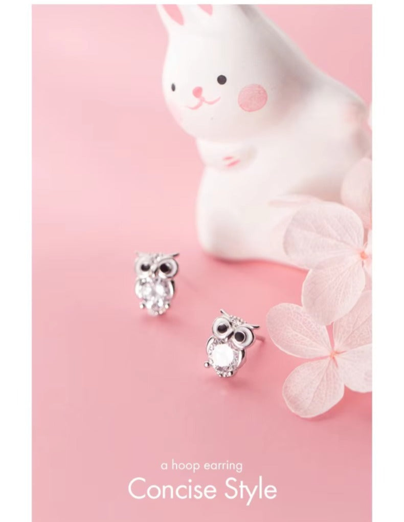 pendientes de plata de primera ley con forma de búho para mujer