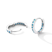 Load image into Gallery viewer, pendientes de aro de Plata de Ley 925 pura para mujer, aretes elegantes de turquesa Natural