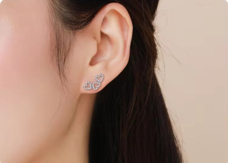 pendientes románticos de Plata de Ley 925 con forma de corazón para mujer