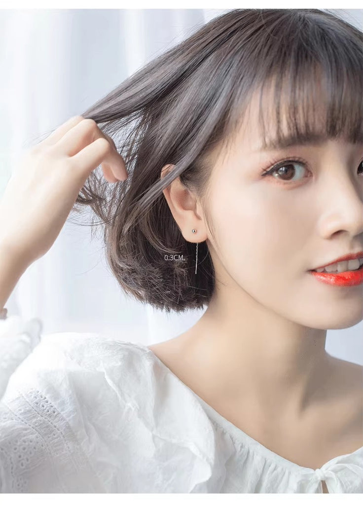 pendientes colgantes de plata de ley 100% para mujer, aretes de diseño minimalista