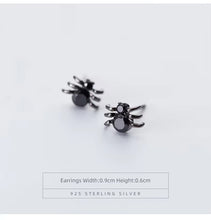 Load image into Gallery viewer, pendientes de plata de ley 925 con forma de araña para mujer