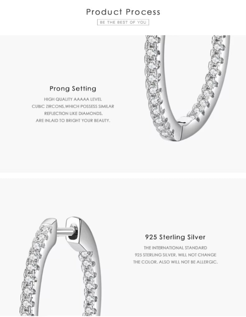 pendientes de aro de plata auténtica para mujer