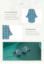 Load image into Gallery viewer, pendientes de plata de primera ley y turquesa para mujer, aretes pequeños