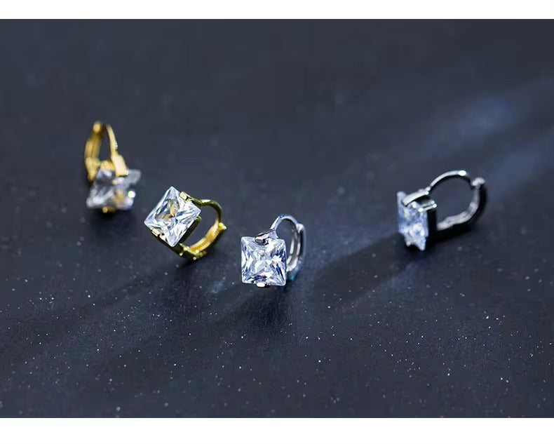 pendientes de aro de Plata de Ley 925 con zirconia cúbica