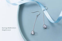 Load image into Gallery viewer, pendientes de gota de circonia cúbica para mujer, aretes de plata de ley 100% auténtica