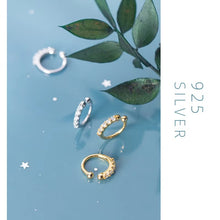 Load image into Gallery viewer, pendientes de plata de primera ley y circón para mujer, aretes pequeños, plata esterlina 100%