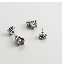 Load image into Gallery viewer, pendientes de plata de ley 925 con circonita redonda, joyería fina