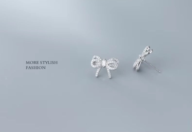 pendientes de plata de ley 925 con forma de lazo para mujer, aretes pequeños