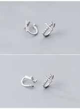 Load image into Gallery viewer, pendientes de plata de ley 100% auténtica para mujer, aretes con Clip cruzado de circonia cúbica