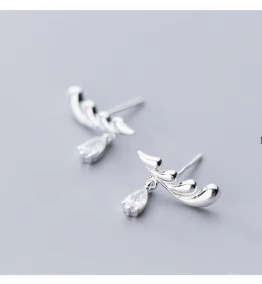 pendientes de plata de ley 925 con diseño de alas de Ángel para mujer, aretes pequeños, plata esterlina