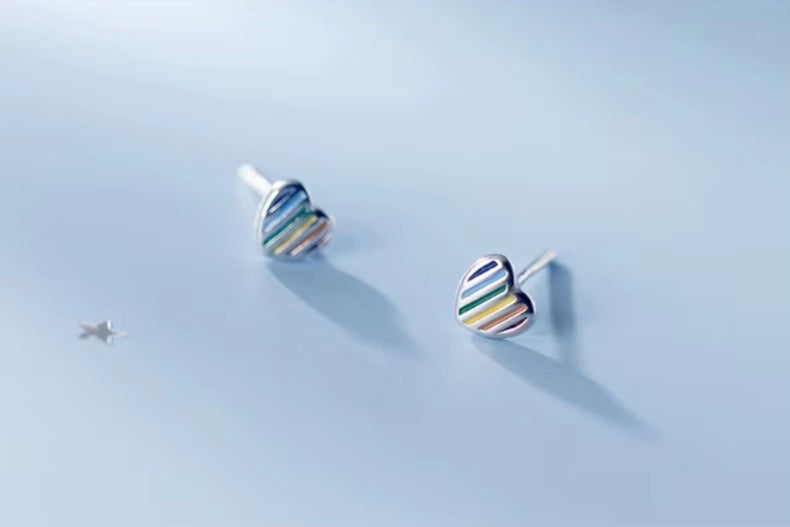 pendientes de plata de ley 925 con corazones de amor, joyería fina con cierre de tuerca