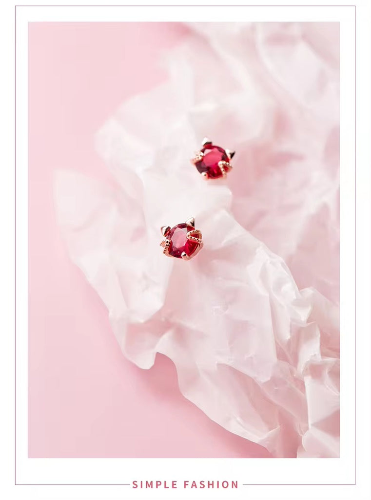 pendientes de plata de ley 100% 925 para mujer, aretes de gato de alta calidad