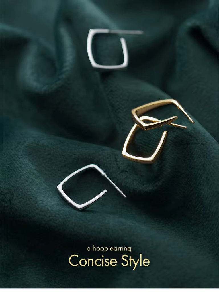 pendientes de plata de ley 925 para mujer, aretes geométricos de Color dorado