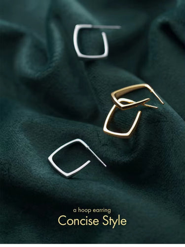 pendientes de plata de ley 925 para mujer, aretes geométricos de Color dorado