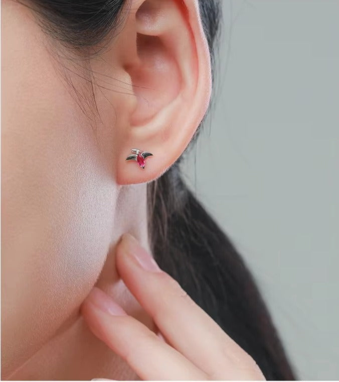 pendientes pequeños de Plata de Ley 925 para mujer y niño, aretes pequeños de cristal rosa