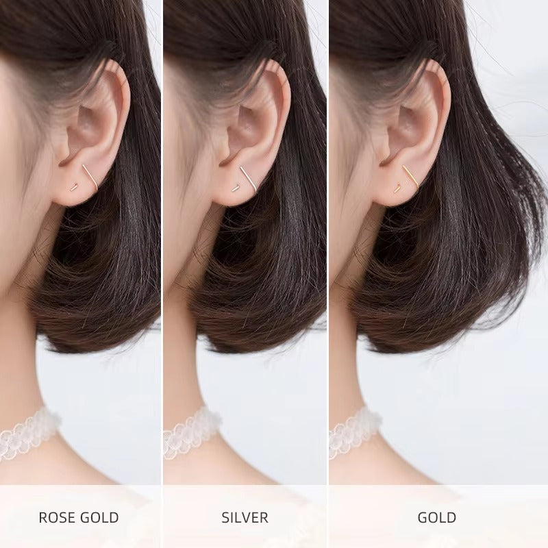 pendientes de plata de ley 925 con diseño de líneas geométricas para mujer, joyería fina, Simple