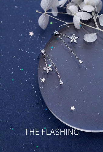 pendientes de plata de ley 925 con forma de flor para mujer