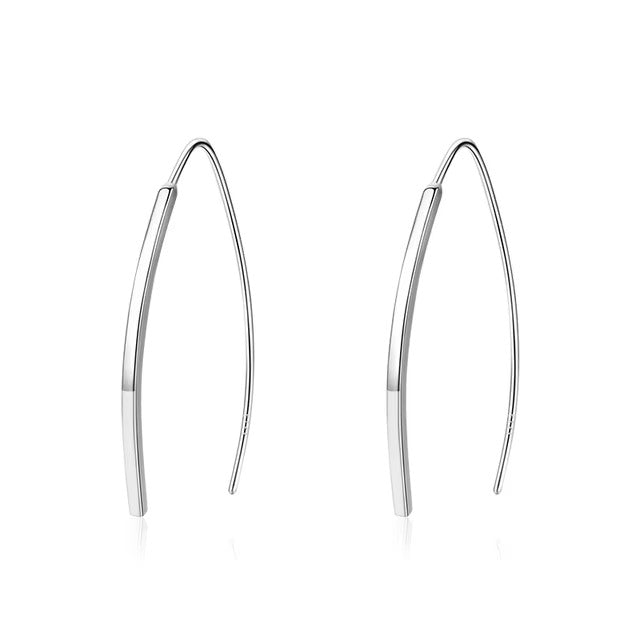 pendientes de gota geométricos simples para mujer y niña, aretes minimalistas de Plata de Ley 925 auténtica, joyería con estilo